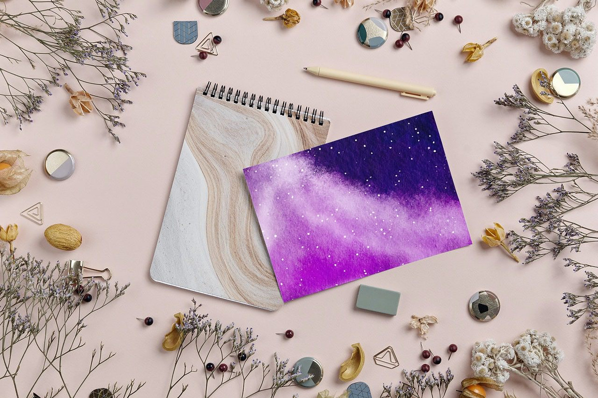 Galaxy Space Watercolor Abstract, a Background Graphic by tchastudio (Photo 2 of 3)