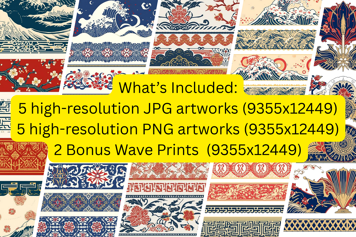Ukiyo-e Borders Pack – Japanese Wave, an Illustration by Vandy Fullum (Photo 2 of 6)