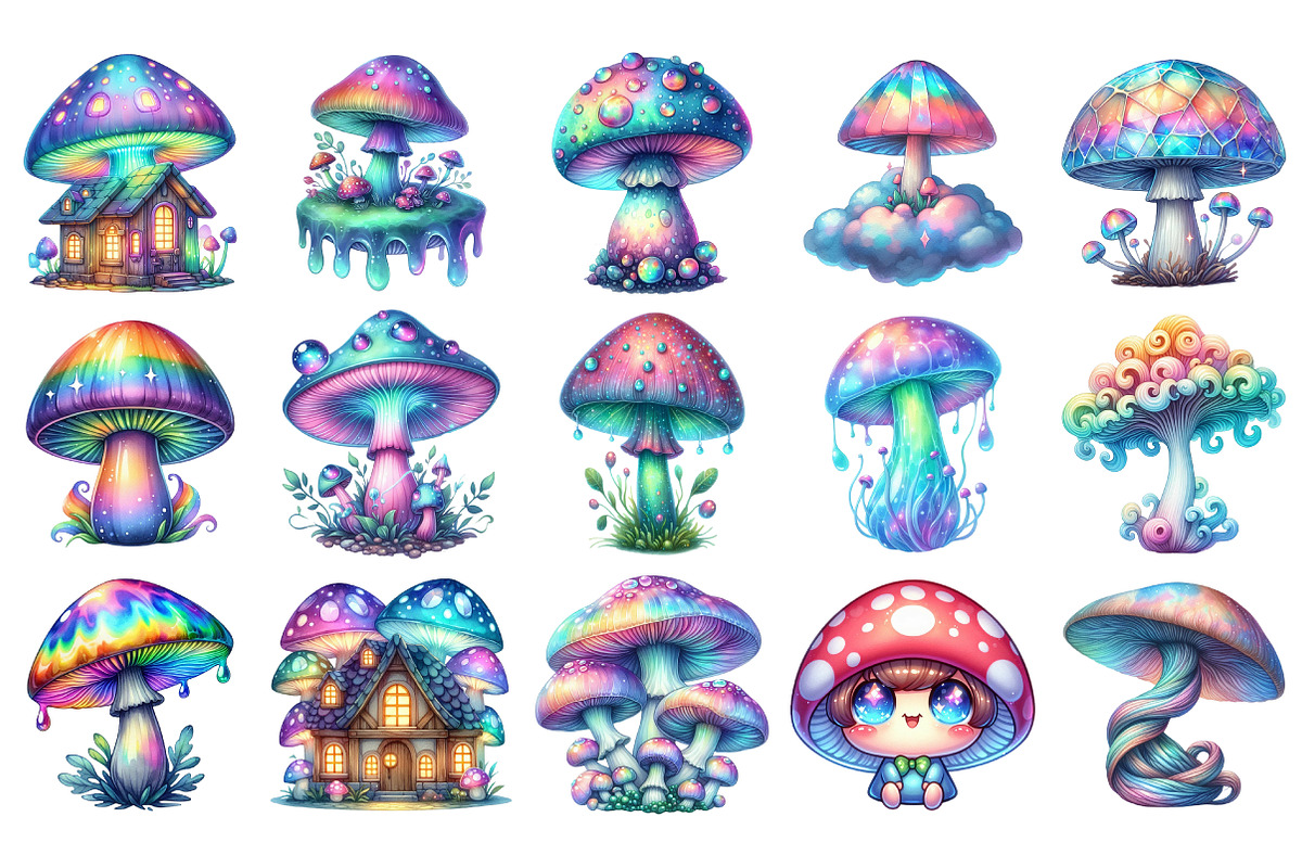 Mushroom Holographic Clipart, an Icon by Daily.Designs (Photo 2 of 6)
