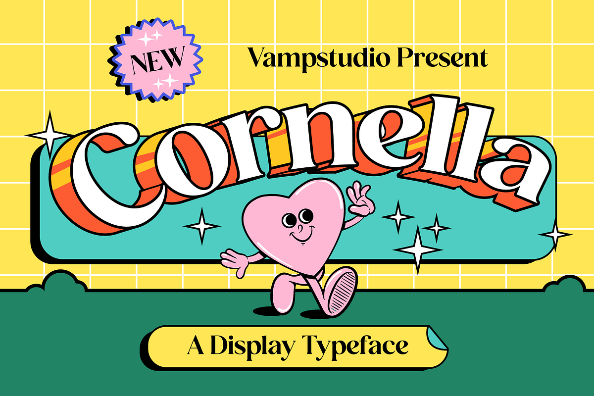 Cornella Display Retro 90's Font, a Serif Font by Vampstudio (Photo 1 of 13)