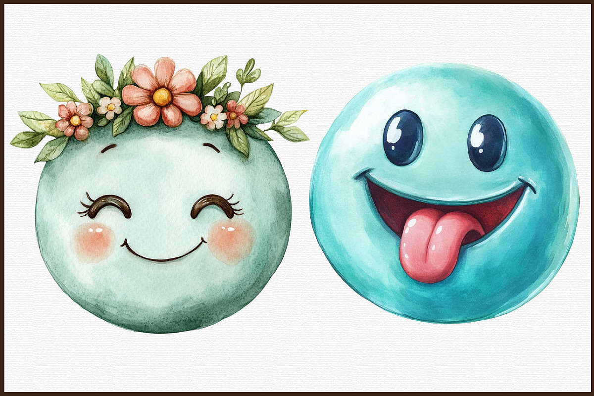 Retro Happy Smiles Clipart - Pastel, an Illustration by Sublimation Artist (Photo 3 of 6)