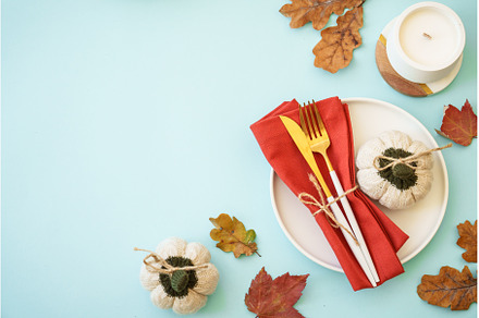 White plate, cutlery and autumn, a Food & Drink Photo by Nadia-nb