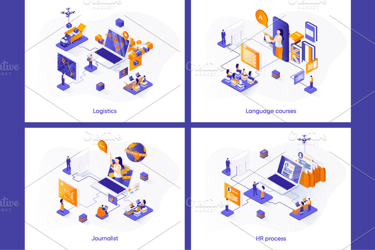 Isometric Concept Illustration Kit, a Templates & Theme by alexdndz (Photo 14 of 26)