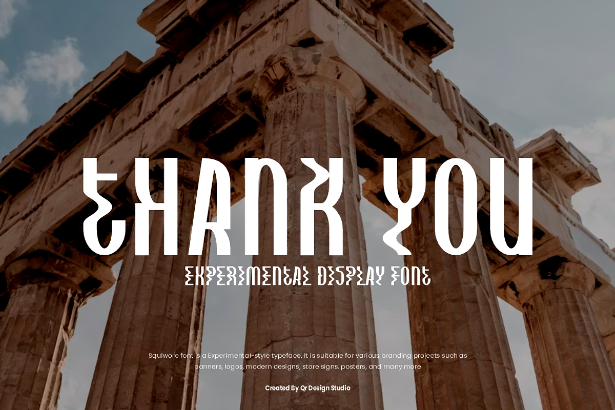 Squiwore - Experimental Font, a Sans Serif Font by QR Design Studio (Photo 8 of 8)