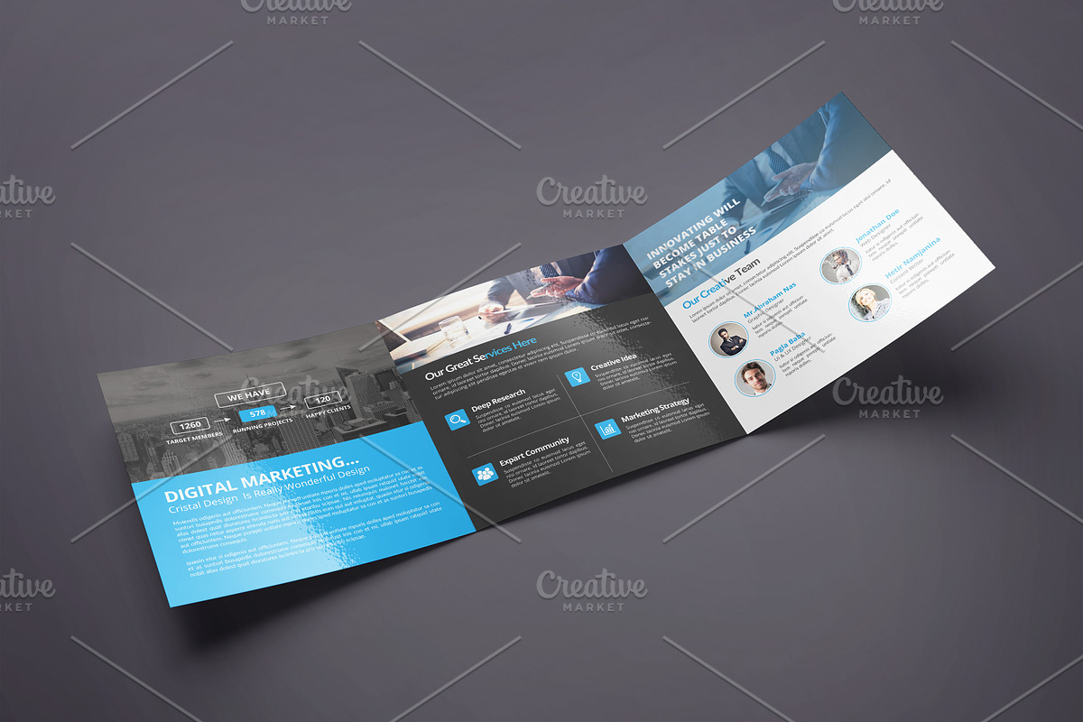 Square Tri Fold Brochure, a Brochure Template by Cristal Pioneer (Photo 3 of 5)