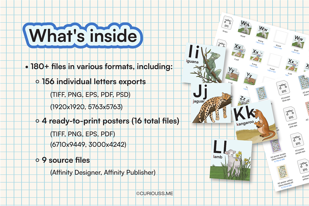 Printable Animal Alphabet For Kids, an Education Illustration by Curiouss (Photo 10 of 10)