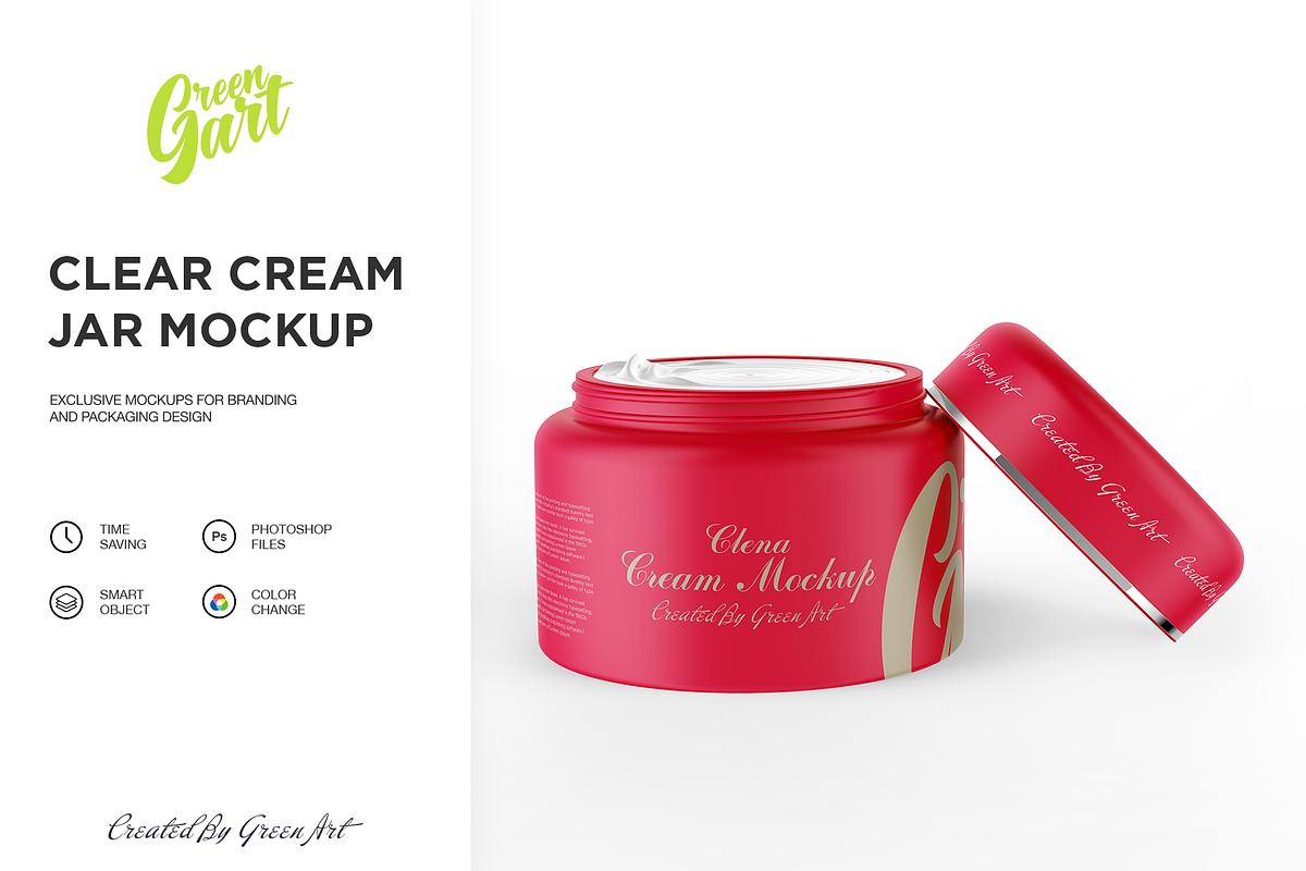 3 PSD Clear Cream Jar Mockup, a Product Mockup by Green Art (Photo 3 of 12)