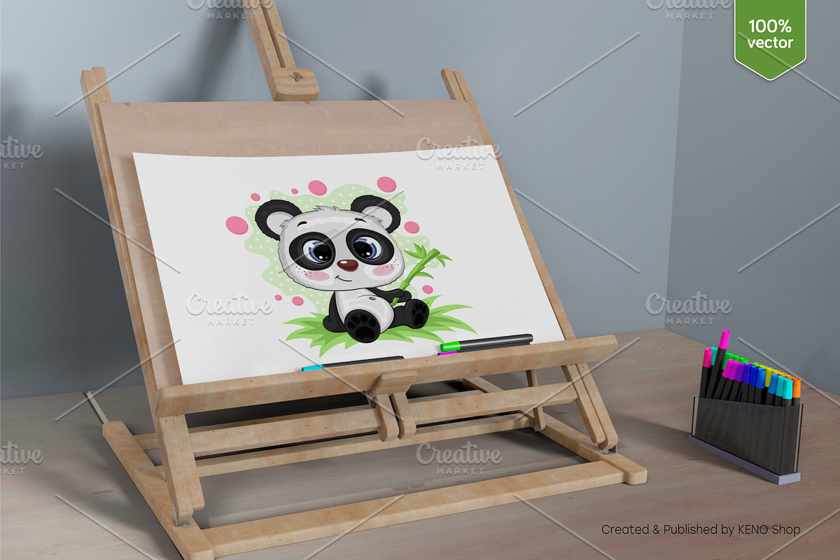 Cute cartoon panda. Tshirt, PNG., an Animal Illustration by KENO Mascots (Photo 3 of 5)