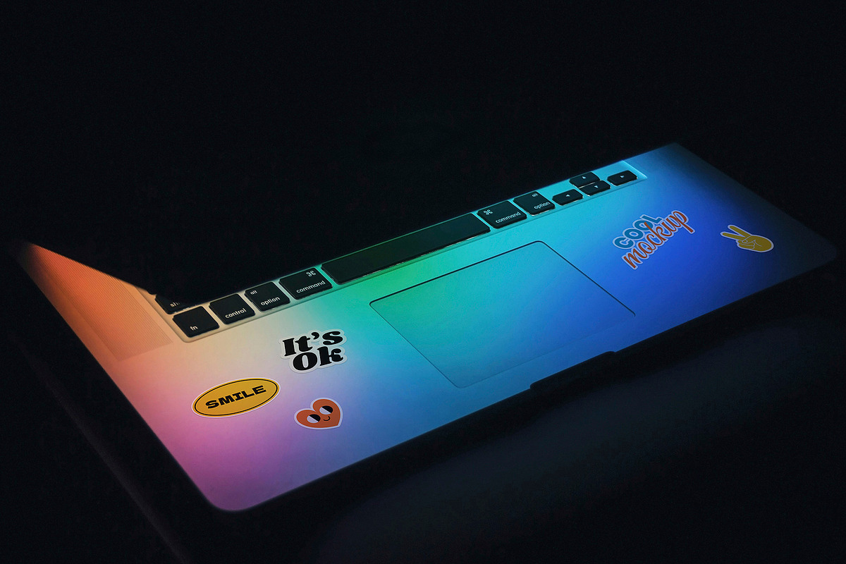 Laptop with Stickers Creation Mockup, a Mockup by Luuqas Design (Photo 11 of 12)