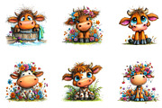 Baby Cow PNG Clipart Bundle, a Seasonal Illustration by CreationArt (Thumbnail 4 of 4)