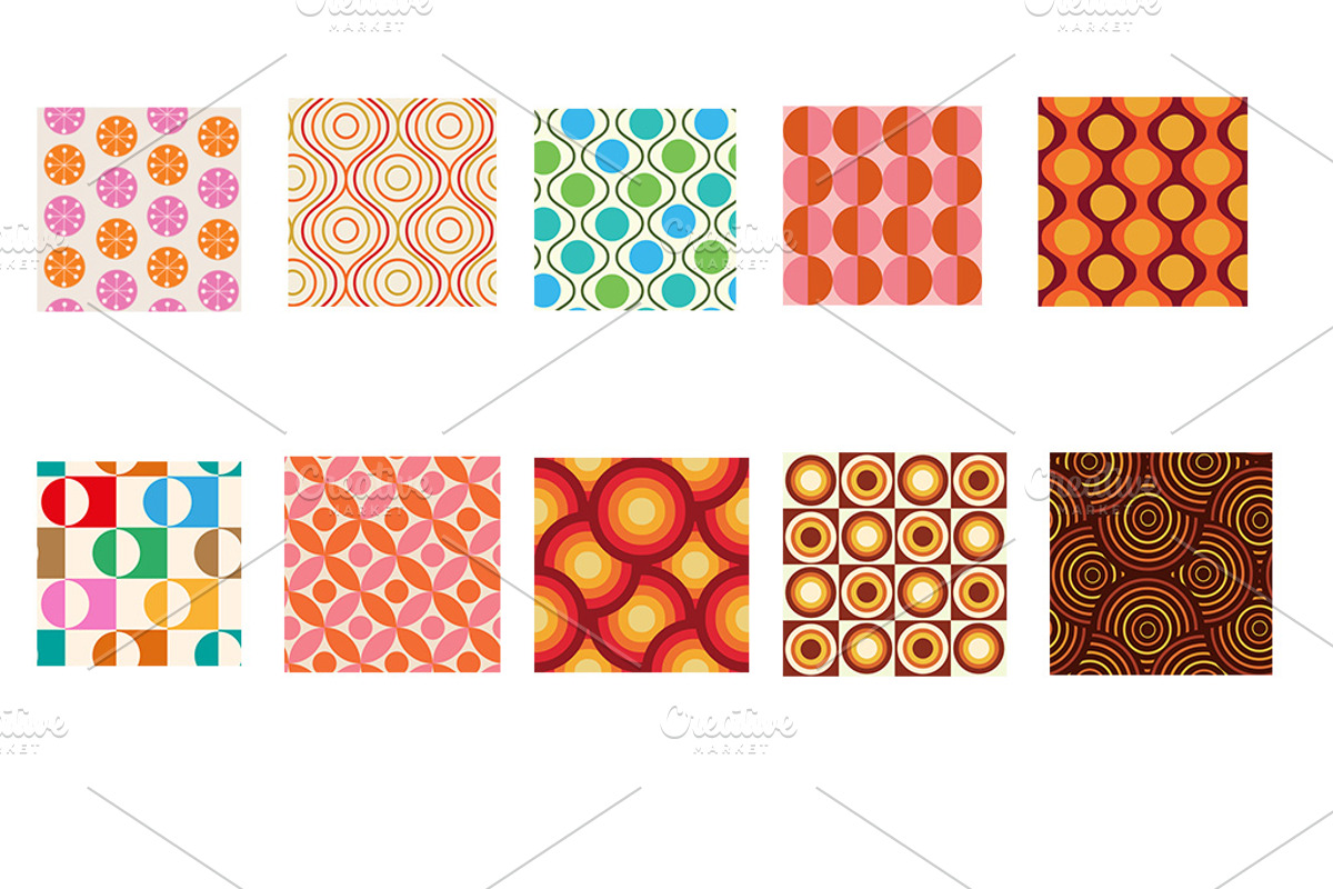 Mid Century Circles 10 Patterns, a Pattern Graphic by Yasmine Patterns (Photo 2 of 7)