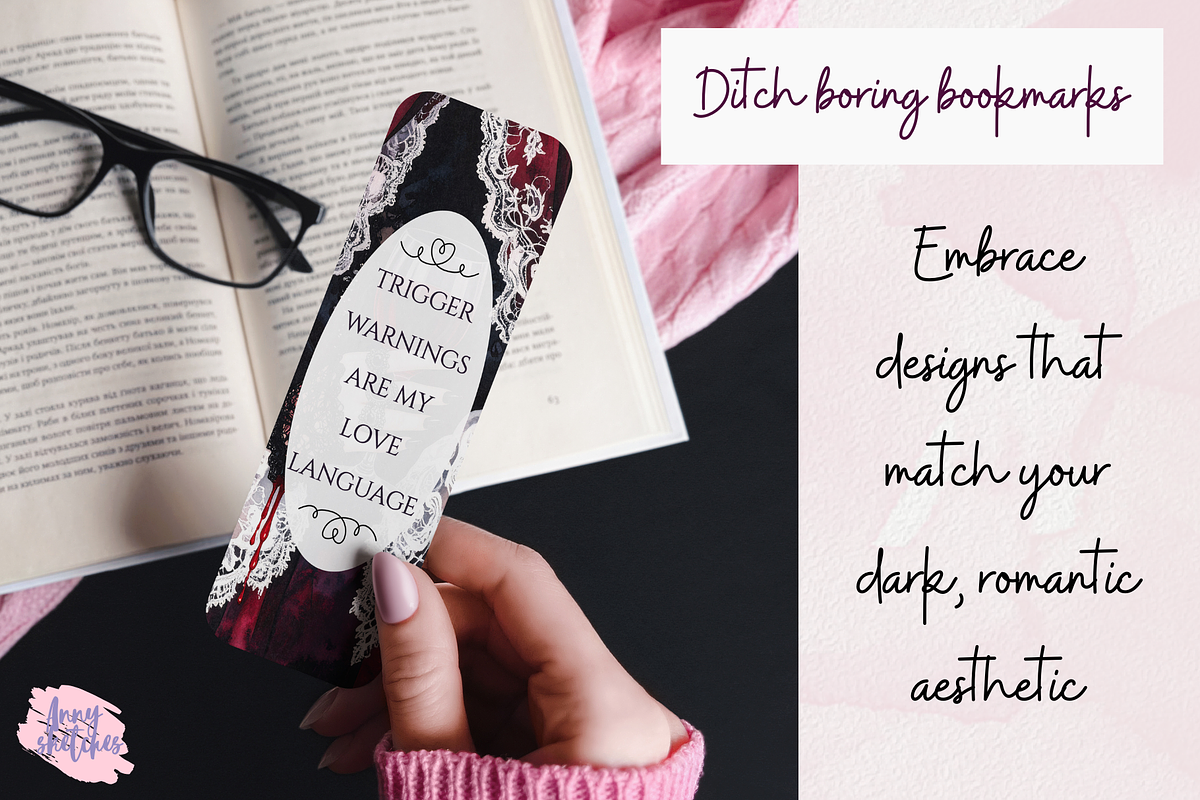 Dark Romance Printable Bookmarks, an Object Graphic by Anna Design Studio (Photo 8 of 10)
