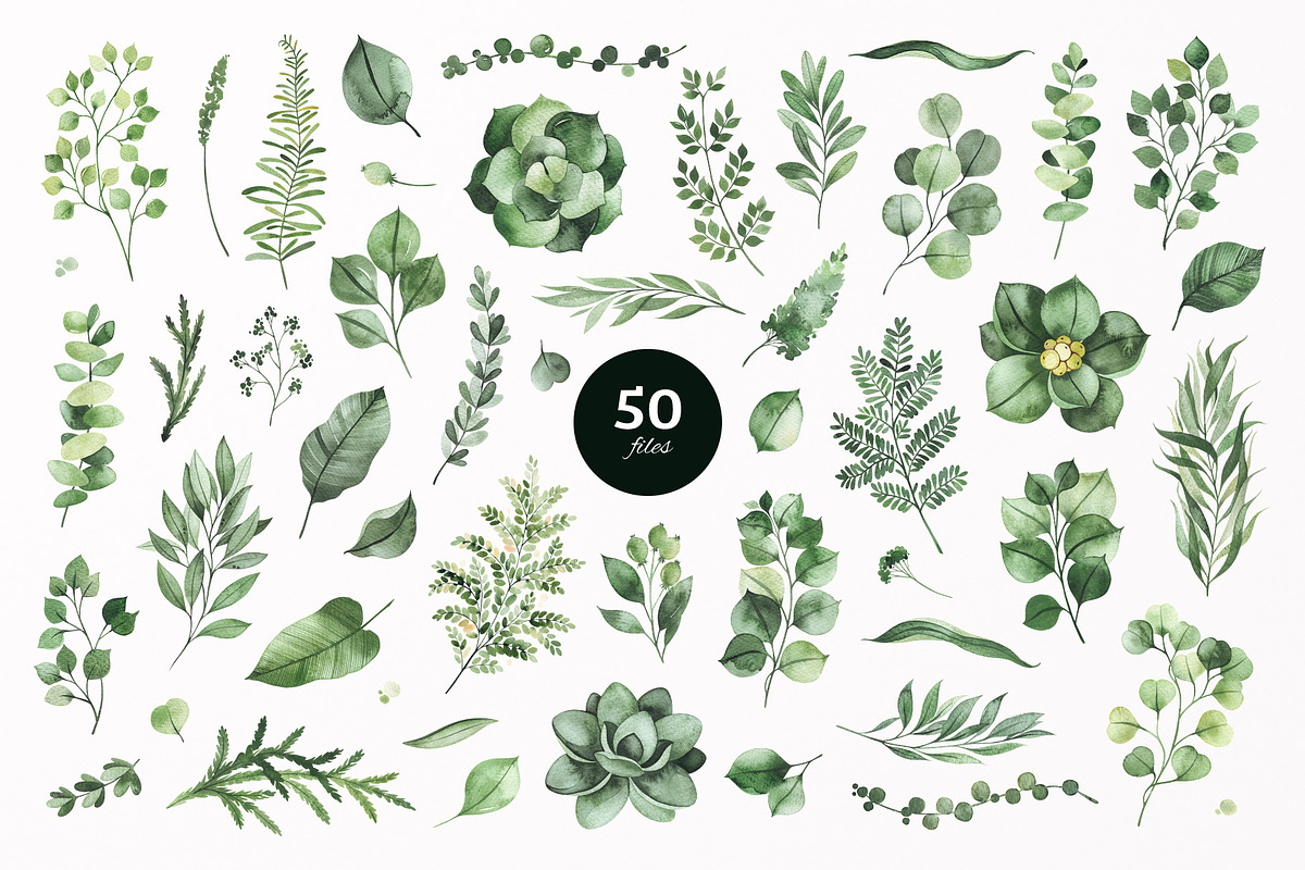 Watercolor Greenery, a Decorative Illustration by Kate_Rina (Photo 2 of 4)