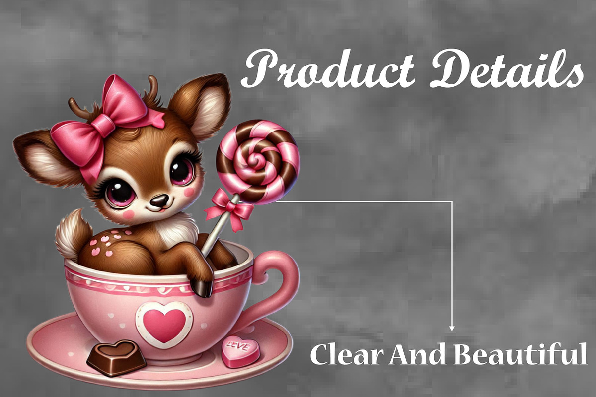 Valentine Cute Reindeer Clipart, a Seasonal Illustration by Craft Nest (Photo 3 of 5)