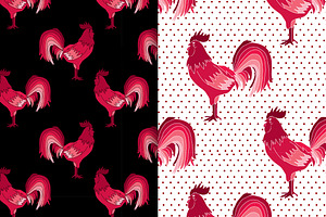 Rooster Silhouettes And Patterns