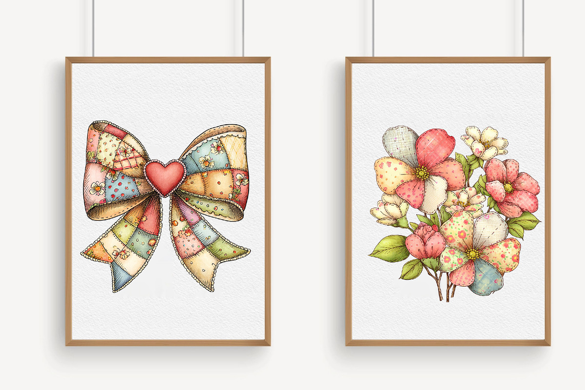Patchwork Valentine's Day Clipart, an Illustration by Libby Wishes (Photo 4 of 7)
