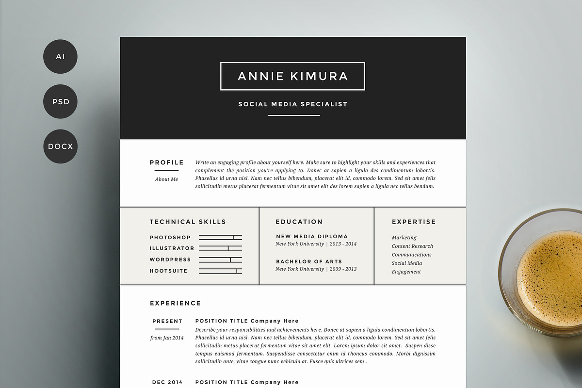 Resume Template 4 Pack | CV Template, a Resume Template by Refinery Resume Co. (Photo 1 of 3)
