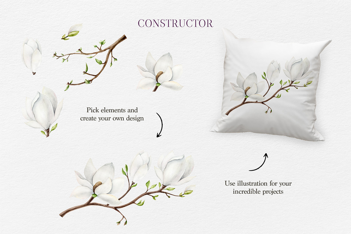 MAGNOLIA - Watercolor collection, a Decorative Illustration by Navenzeles (Photo 5 of 13)