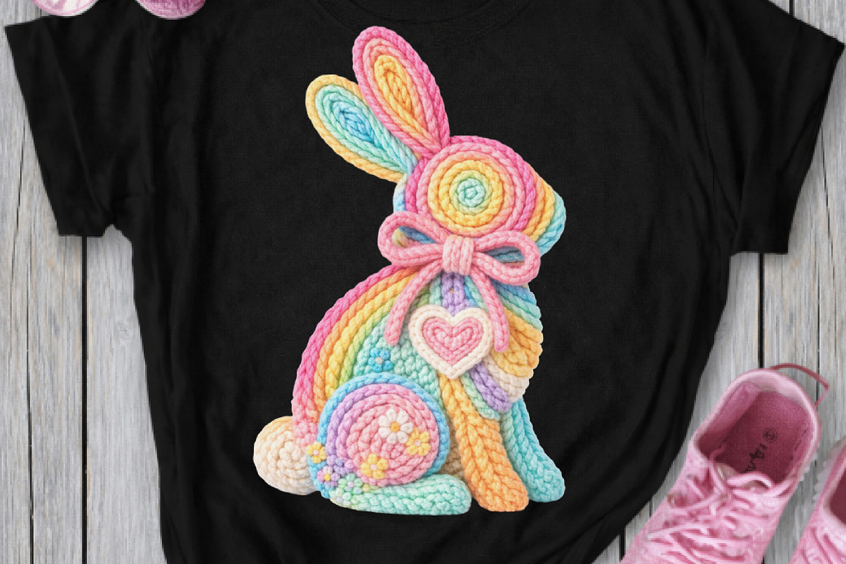 Faux Yarn Easter Bunny Png, an Illustration by Watercolor design (Photo 5 of 6)