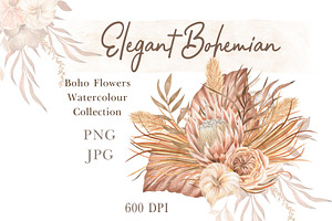 Boho Flowers Watercolour Collection