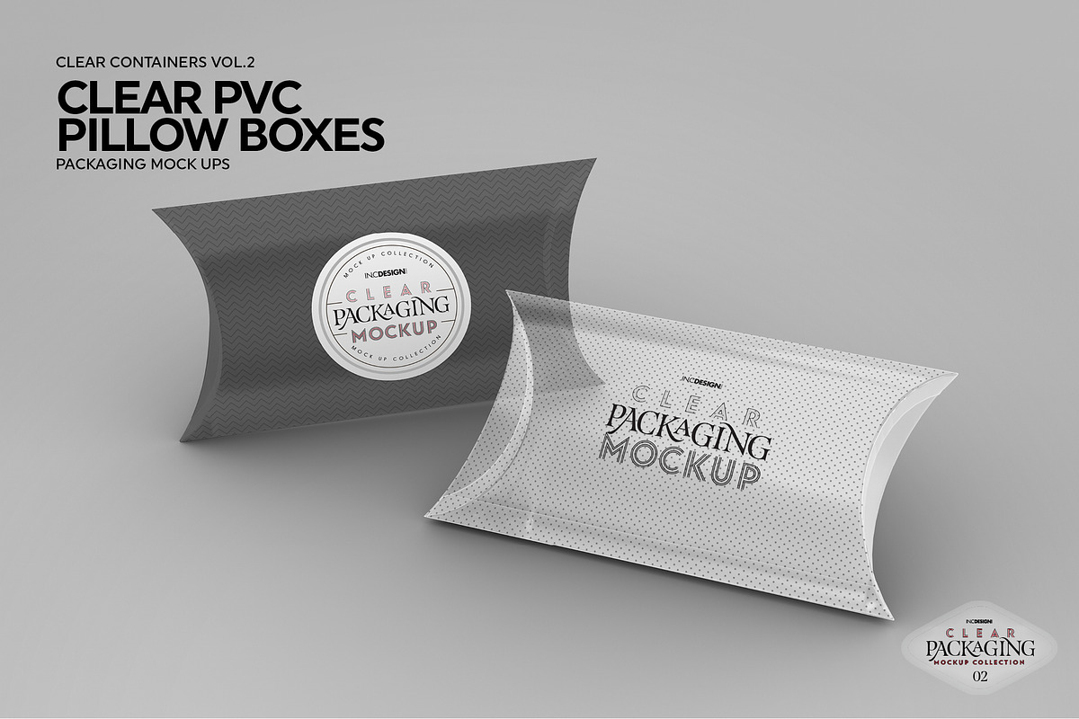 Clear Pillow Boxes Packaging Mockup, a Packaging Mockup by INCDesign (Photo 4 of 7)
