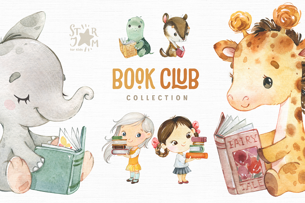 Book Club. Watercolor Collection., an Animal Illustration by StarJam (Photo 1 of 5)