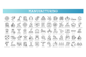 Manufacturing icons. Manufacturing, an Outline Icon by Tettygreen