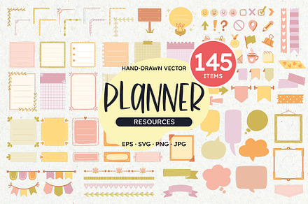 Stationery Set For Digital Planners, a Decorative Illustration by insemar