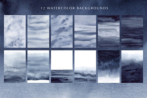 Indigo Watercolor Backgrounds