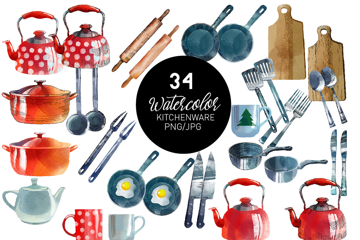 Watercolor kitchen, a Food Illustration by Tatiana Davidova (Photo 2 of 5)