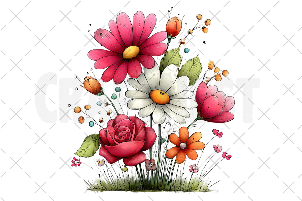 Whimsical Summer Flowers Clipart, an Illustration by Craft Nest (Photo 12 of 12)