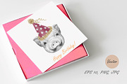 Piglet / Greeting Card, an Animal Illustration by Victoria_Novak (Thumbnail 2 of 2)