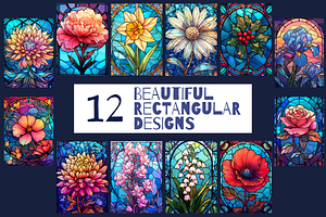 Stained Glass Birth Flower Clipart