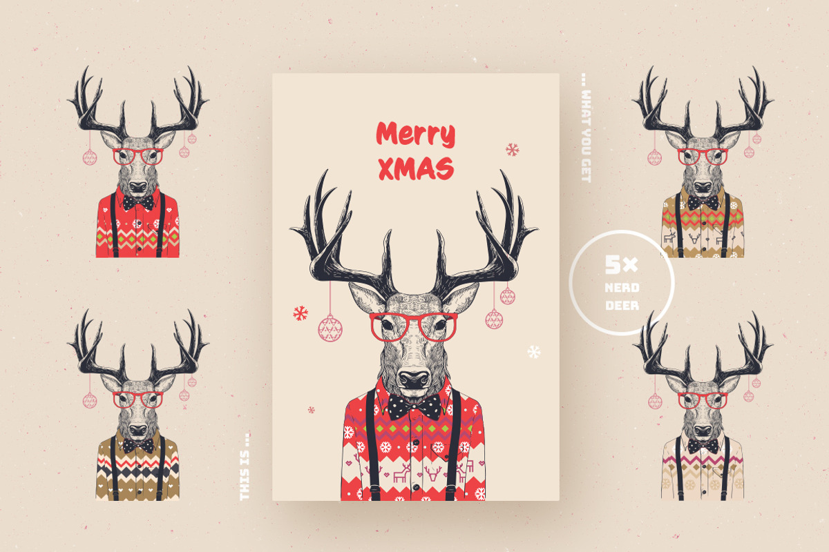 Christmas Deer Characters, an Animal Illustration by blauananas (Photo 5 of 6)
