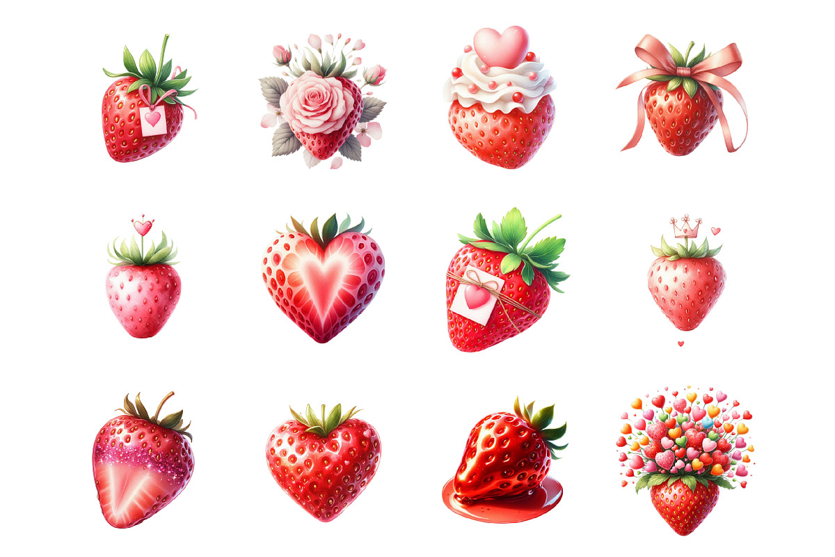 Valentine Strawberry Clipart, an Illustration by Design Market (Photo 3 of 3)