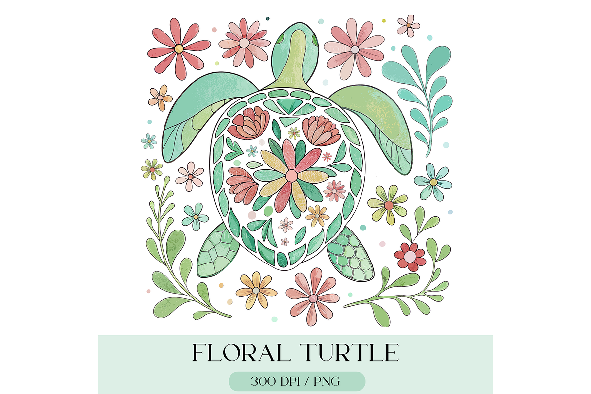 Floral Sea Turtle Summer PNG, an Illustration by TatiMockup (Photo 4 of 6)