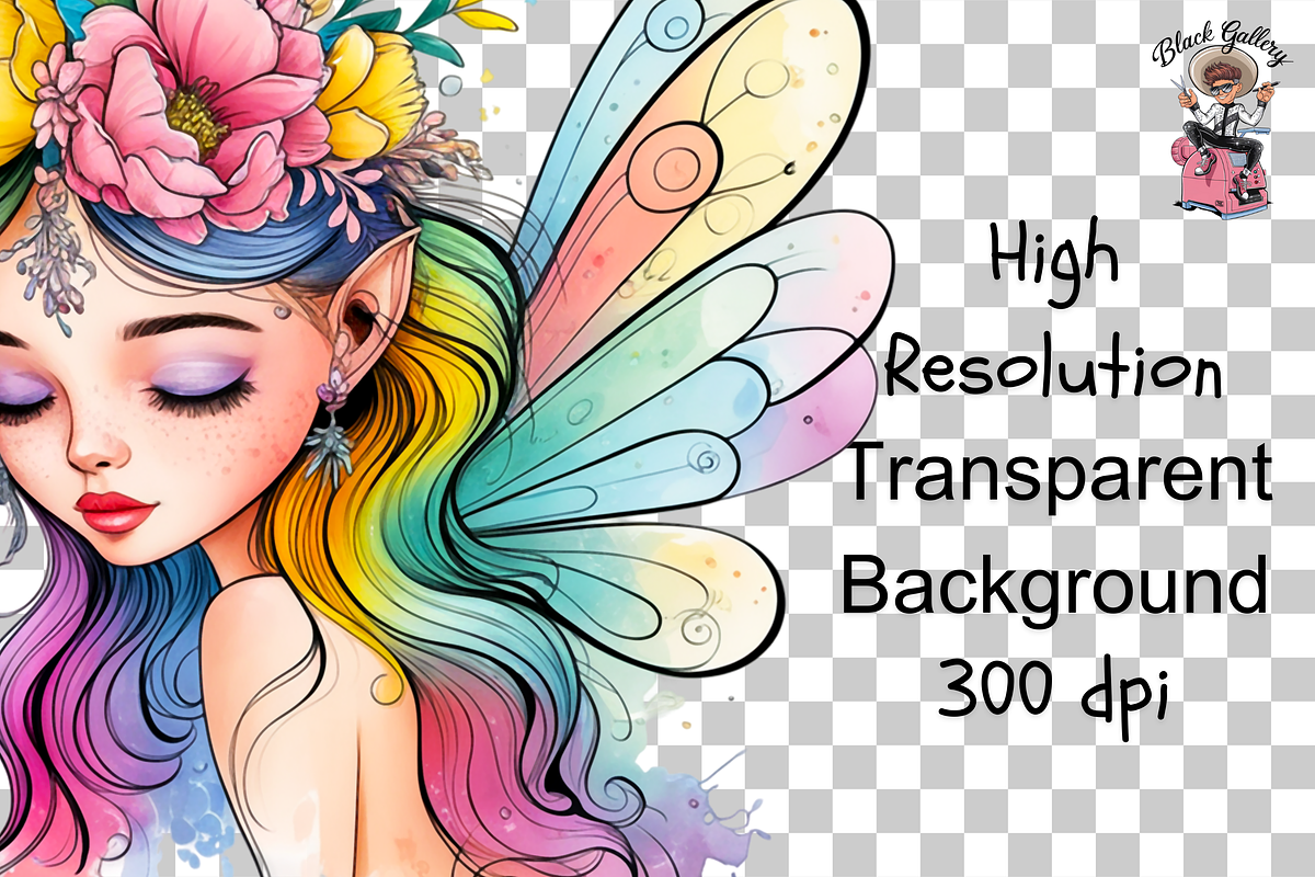 Rainbow Fairy Girl PNG Bundle, a Graphic by Clipart Bloom (Photo 11 of 11)