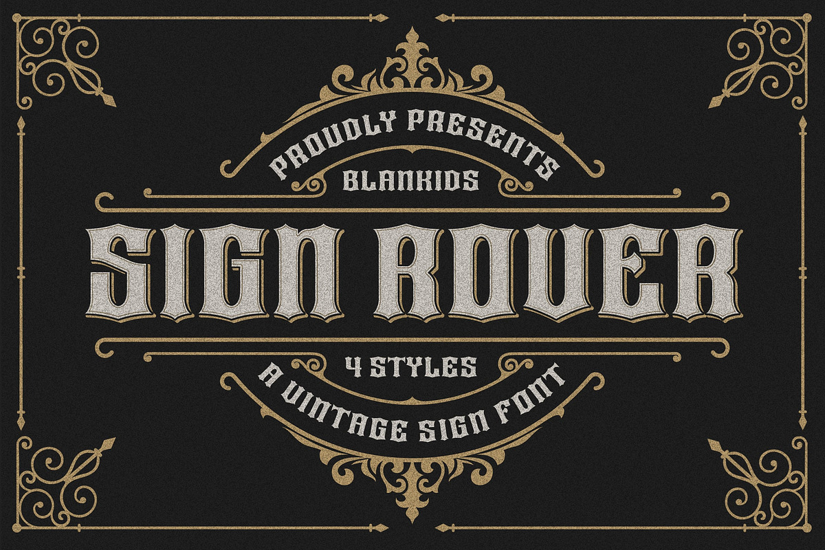 Sign Rover a Vintage Sign Font, a Blackletter Font by Blankids Studio (Photo 1 of 7)
