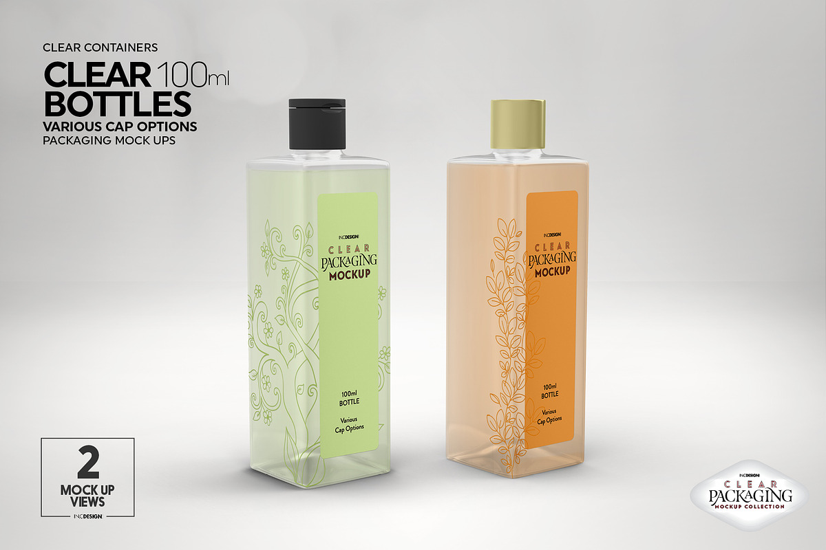 Clear 100ml PET Bottles Mockup, a Packaging Mockup by INCDesign (Photo 7 of 10)