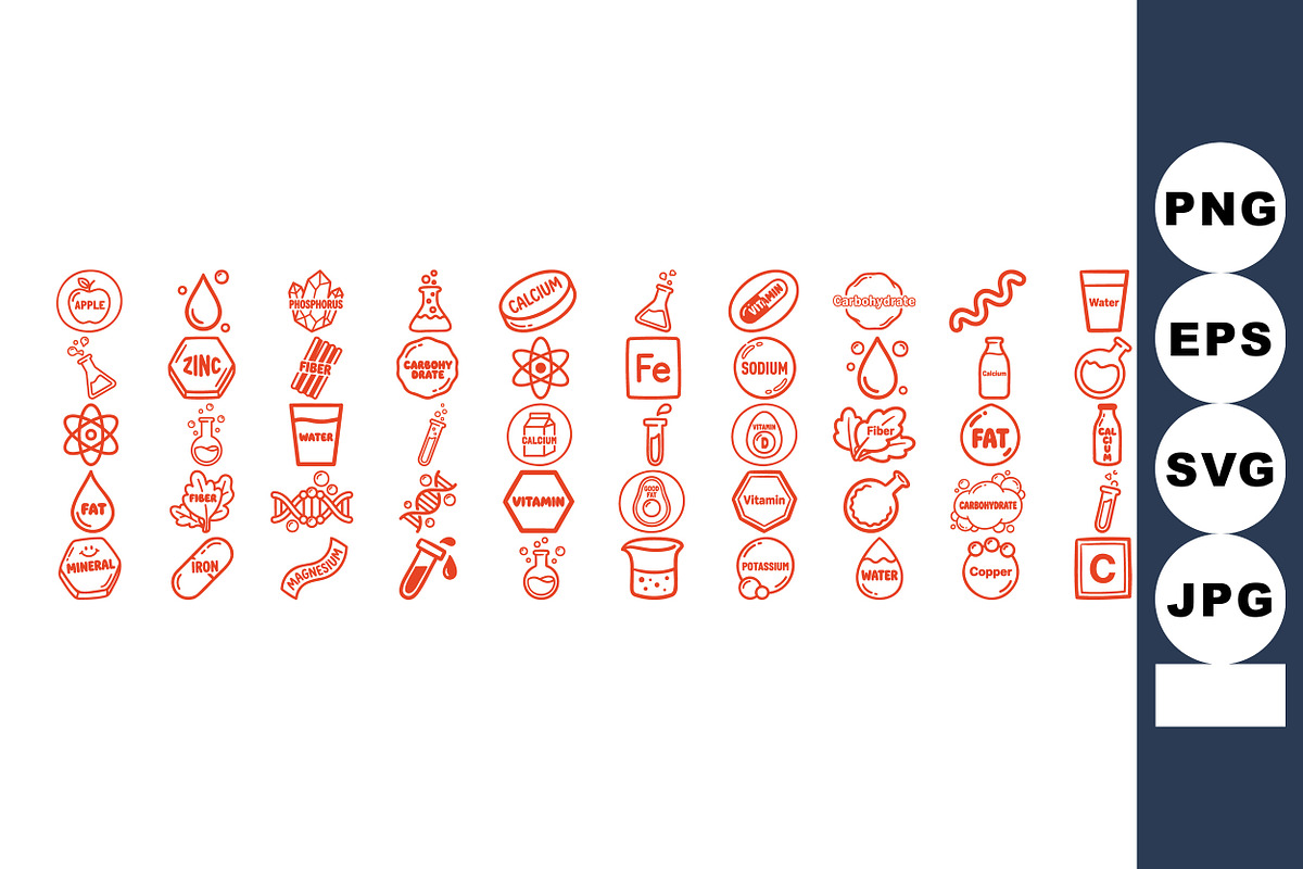 Hand Drawn Nutrition Icon Set, an Illustration by designvectx (Photo 3 of 3)