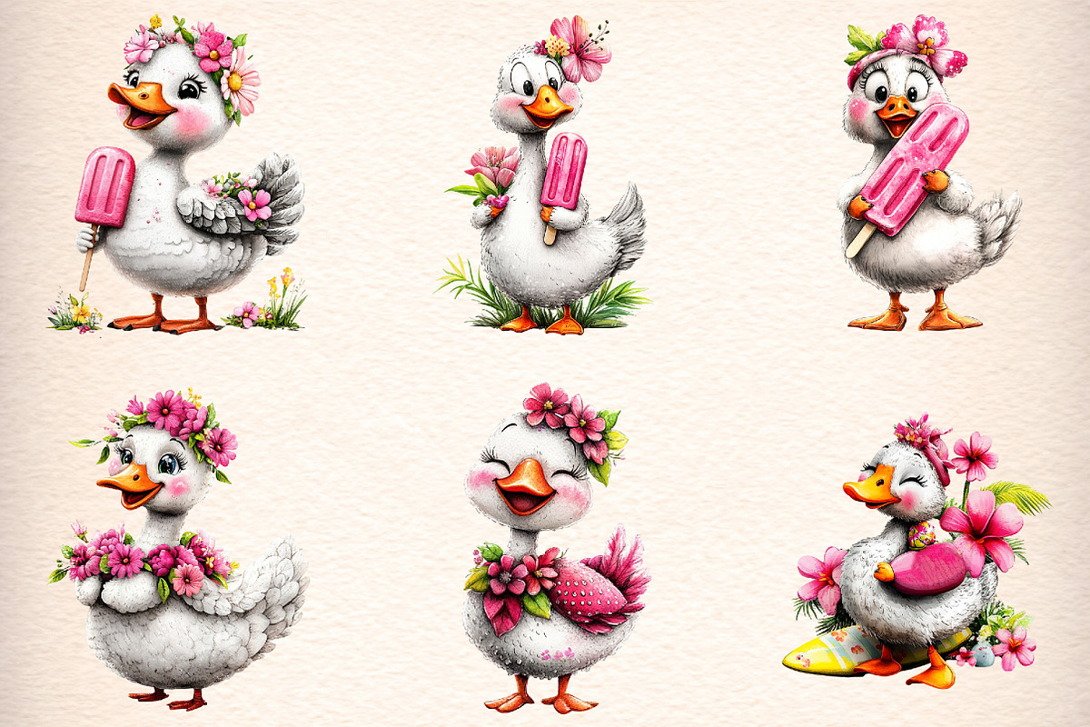 whimsical summer goose clipart, an Illustration by GatewayDesign (Photo 2 of 9)