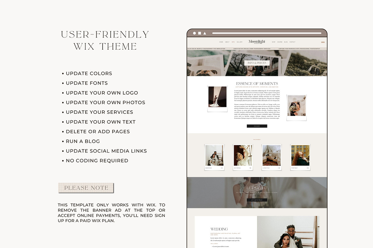 Wix Website Template - Photography, a Wix Template by Nes Design Co (Photo 7 of 19)
