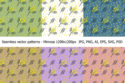 Seamless vector patterns - Mimosa