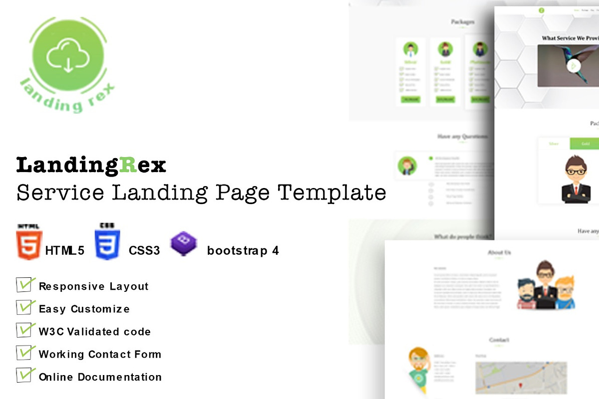 LandingRex Responsive Squeeze Page, a Bootstrap Template by Proshanta Sarker