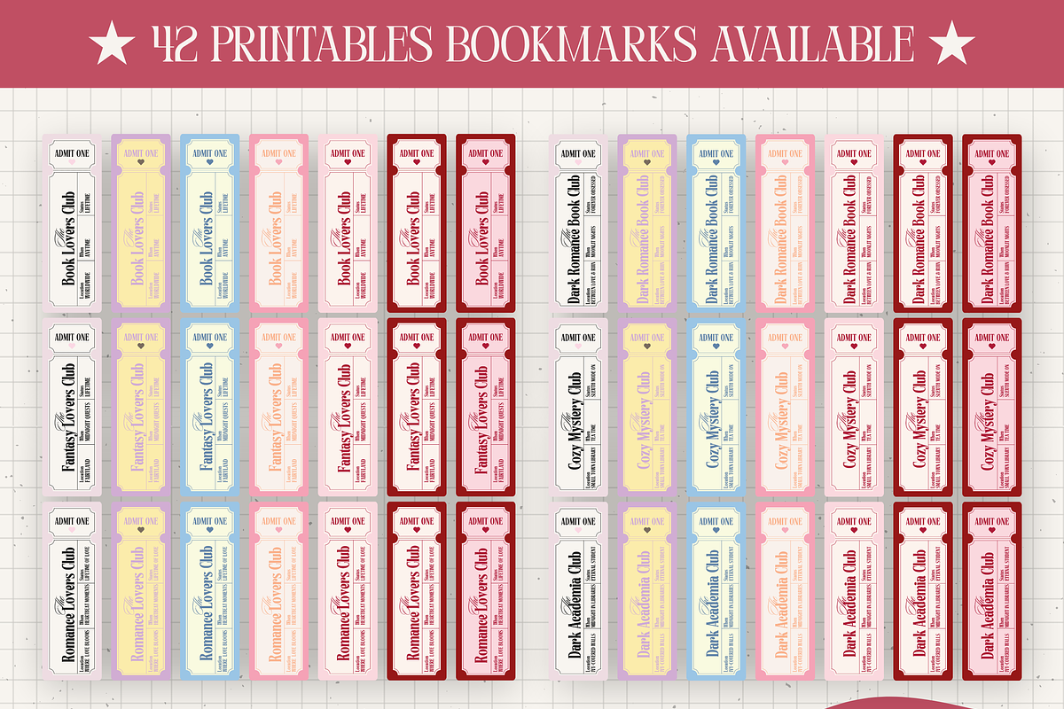 Book Lovers Ticket Bookmark, a Stationery Template by PixelBloomClub (Photo 2 of 6)