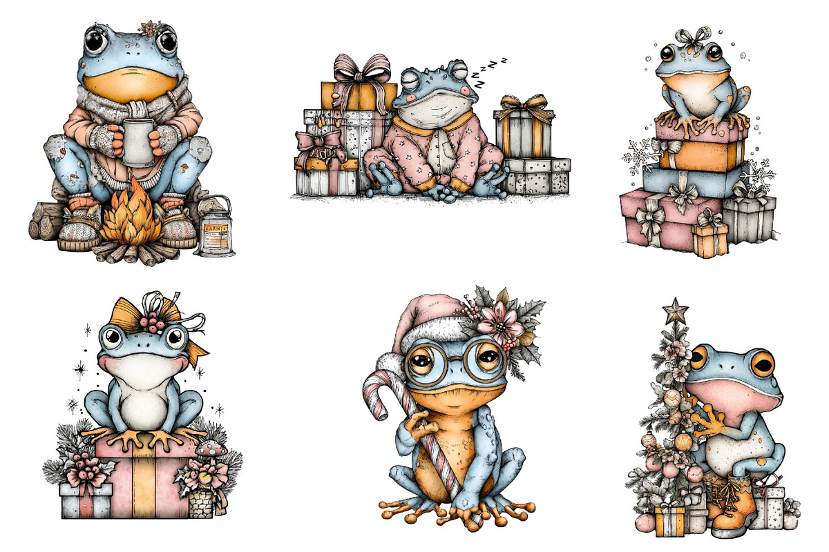 Coquette Christmas Frog, an Illustration by CreationArt (Photo 3 of 6)