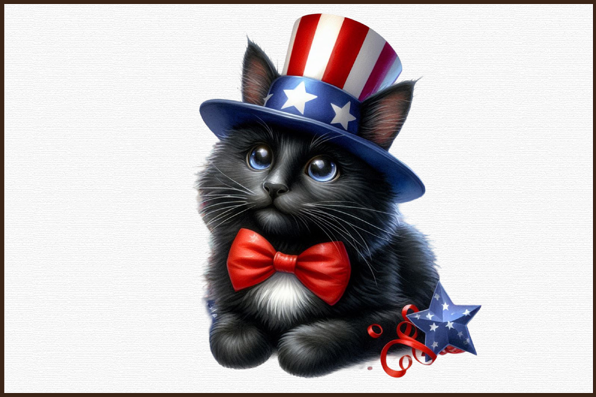 4th of July Patriotic Black Cat Clip, an Illustration by Sublimation Artist (Photo 3 of 6)
