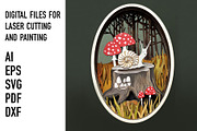Woodland Mushroom Snail SVG laser, an Object Graphic by HelloWood (Thumbnail 1 of 3)