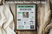 Vintage Newspaper Birthday Template, a Card Template by ZoloDesignHub (Thumbnail 3 of 9)