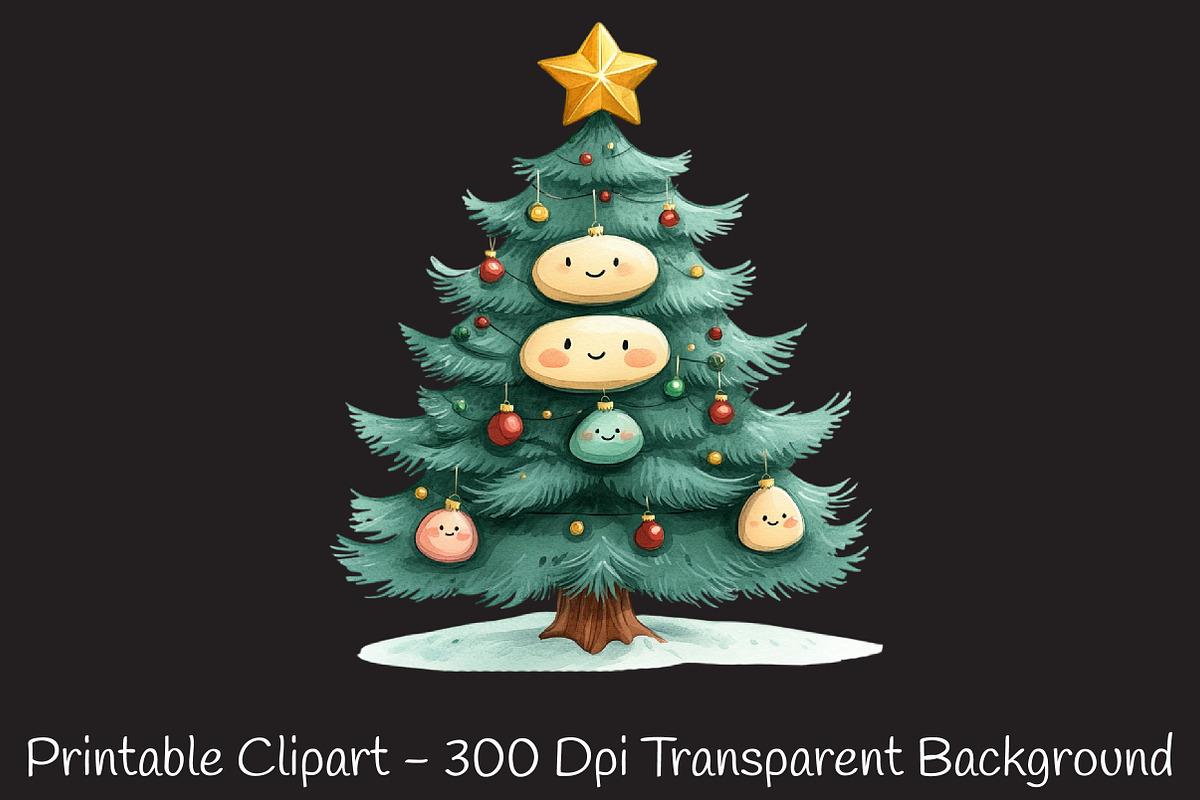 Cute Christmas Watercolor Clipart, an Illustration by RobertsArt (Photo 3 of 7)